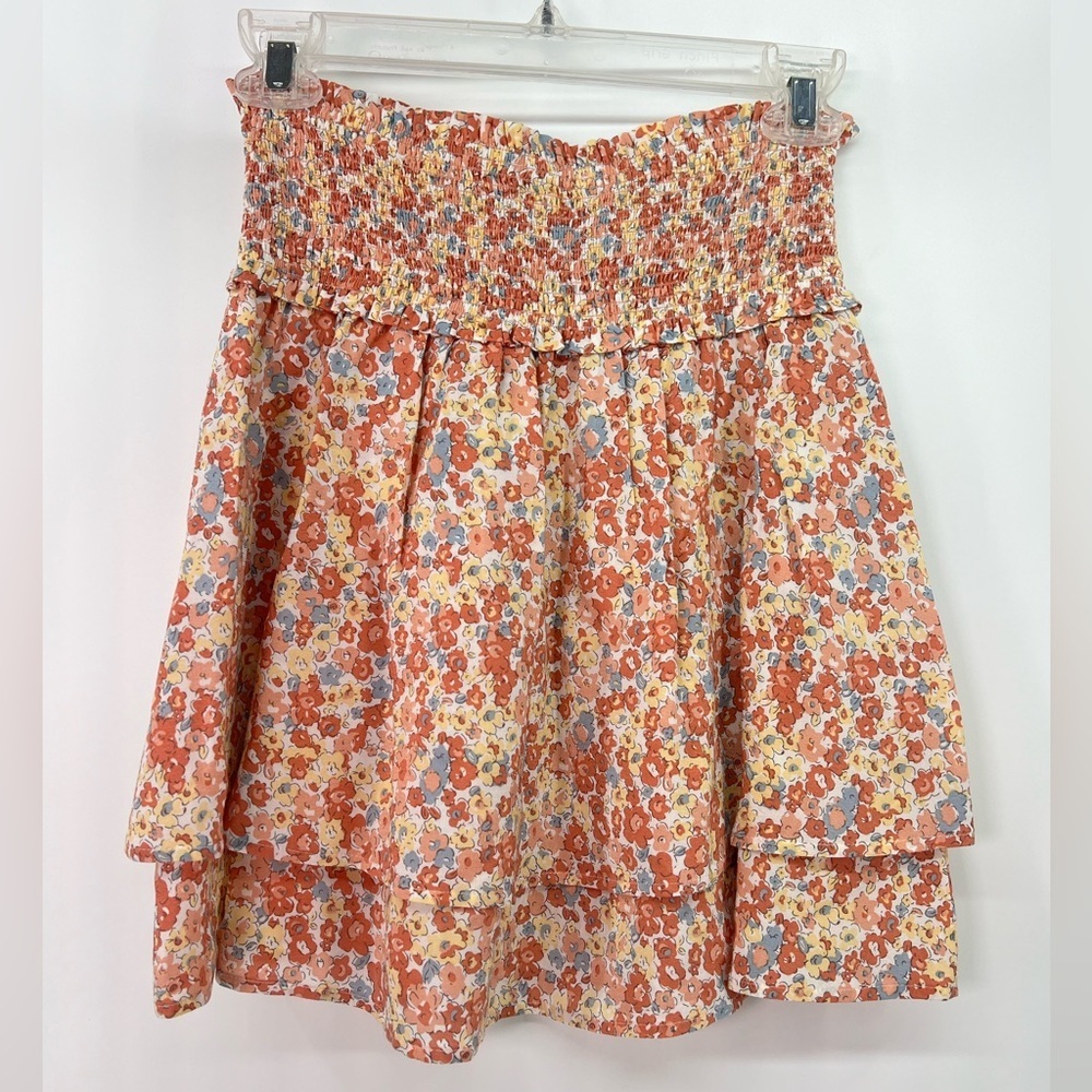 Rails Addison Floral Wildflower Pink Orange Ruffled Mini Skirt XS Extra Small - Picture 9 of 14